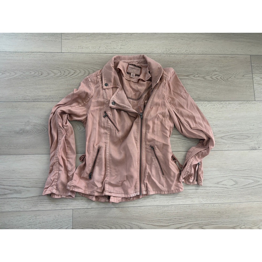 Anthropologie Marrakech Ronika Draped MOTO JACKET Dusty Pink M $148